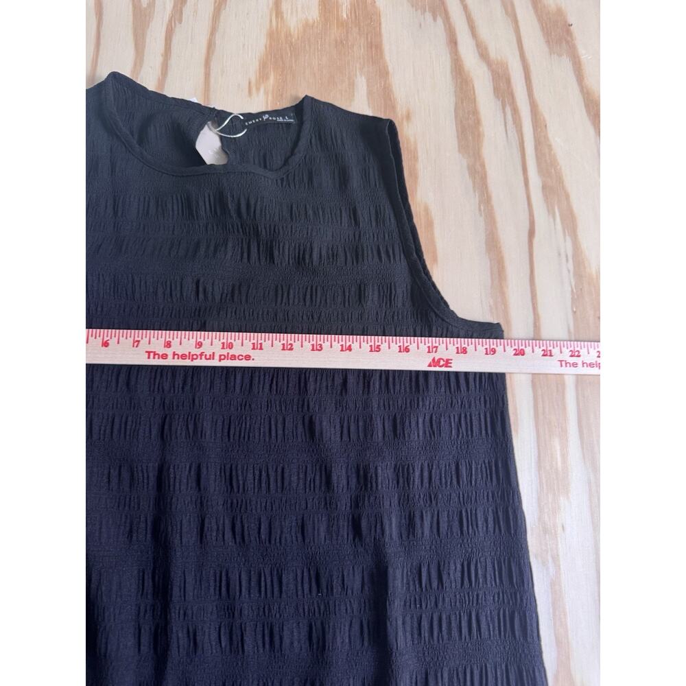 Emery Rose Black Sleeveless Textured Ruffle Hem Dress Size L Shift Boho - Picture 6 of 9